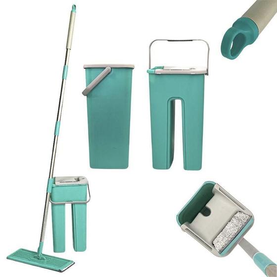 Imagem de Rodo Flat Mop E Balde Lava E Seca Profissional Com 1 Refil