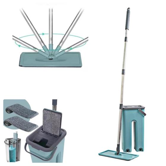 Imagem de Rodo Flat Mop e Balde Lava e Seca Profissional com 2 Refis