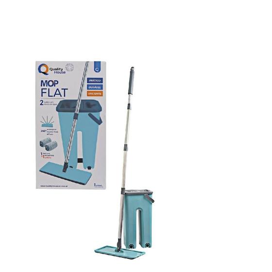 Imagem de Rodo Flat Mop E Balde Lava E Seca Profissional Para Limpeza Com 2 Refil