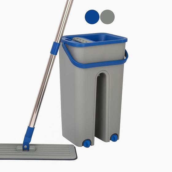 Rodo Flat Mop Esfregão Mágico + Balde Duplo Lava Seca Tira Pó Multiuso Microfibra Lavável Reutilizável p/ Casa Limpeza de Pisos Laminado Faxina – Quality House