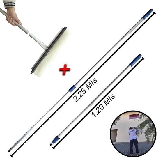 Rodo Limpa Vidros 2 Mts Cabo Extensor Para Janelas Altas Menor preço em Rodo Limpa Vidros 2 Mts Cabo Extensor Para Janelas Altas