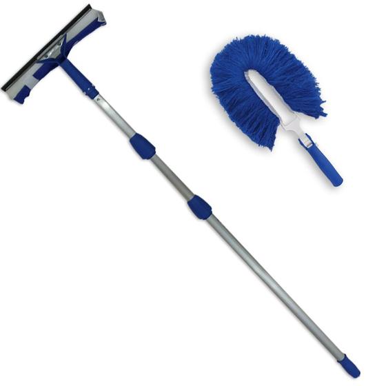 Imagem de Rodo Limpa Vidros Cabo Extensor 6 Mts Com Espanador Eletrostático Angular Bralimpia