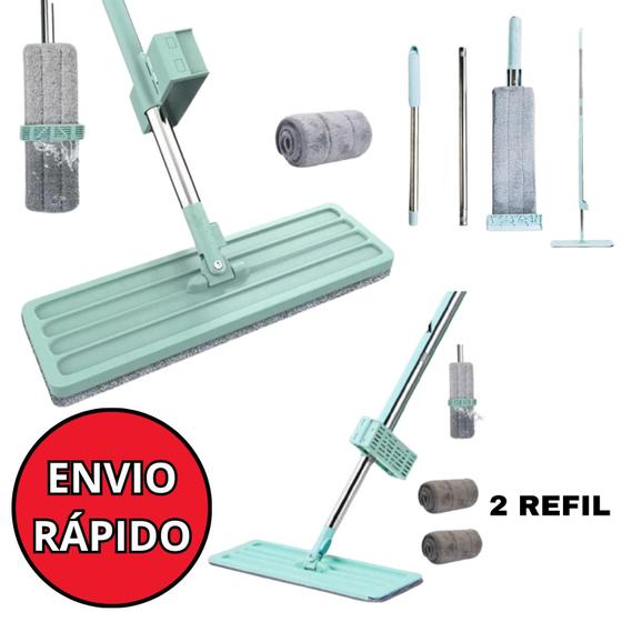 Imagem de Rodo Magico Inteligente Mop Esfregão 360 Graus Flexível com 2  Refil Puxa e Seca Limpa Casa Ref-4045