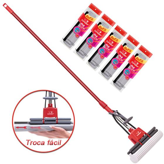 Imagem de Rodo Mop Duplo Rolete Condor Espuma De PVA Encaixe Rápido Com 5 Refis Extra