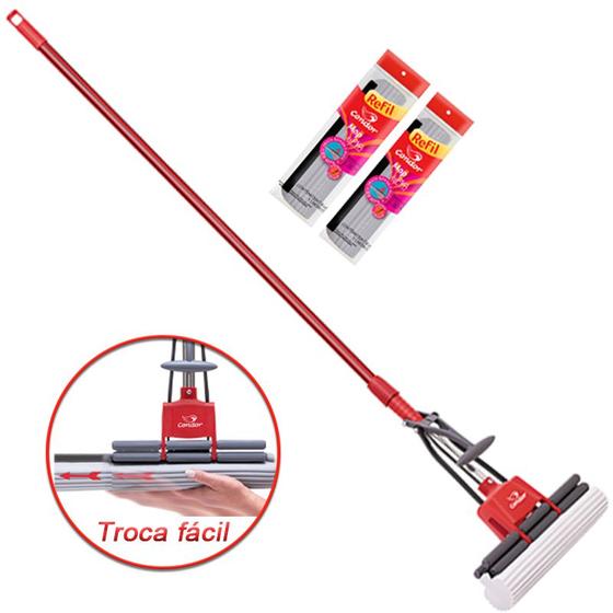 Imagem de Rodo Mop Duplo Rolete Esfregão Condor Espuma PVA Absorvente Com 2 Refis