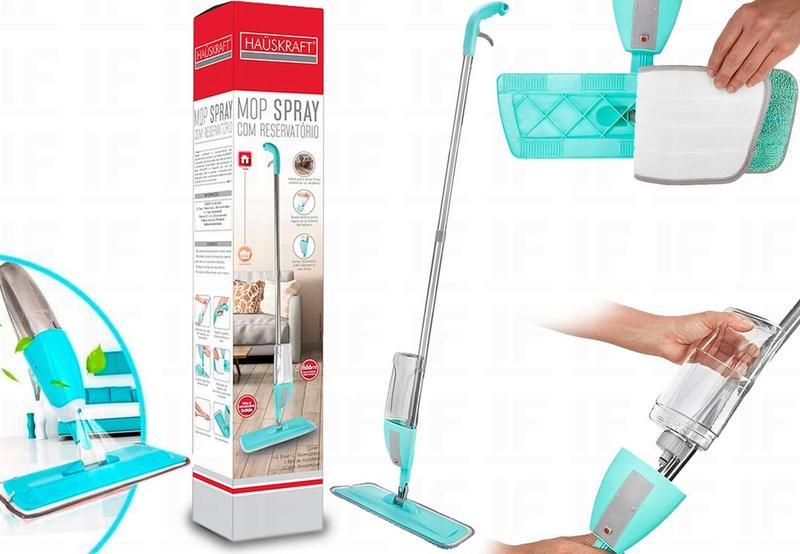 Imagem de Rodo Mop Spray Com Refil Microfibra P/ Limpeza Reservatório