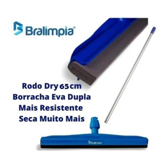 Imagem de Rodo Profissional 65cm Dry Borracha Dupla Bralimpia Com cabo
