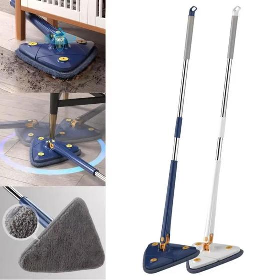 Imagem de Rodo Triangular Giratório Com 2 Refil Azul