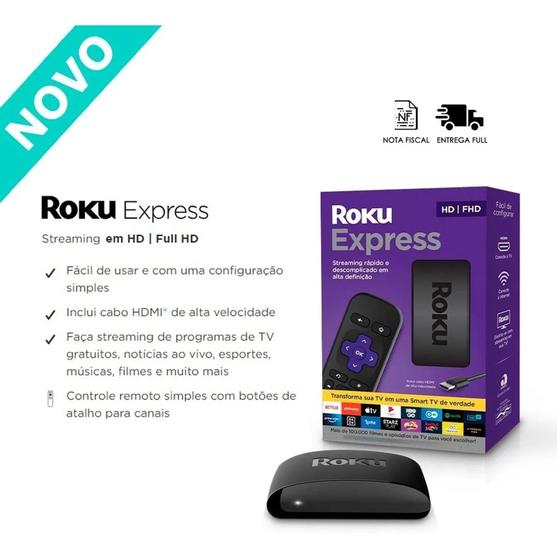 Roku Express 3930 padrão Full HD 32MB preto com 512MB de memória RAM é boa?