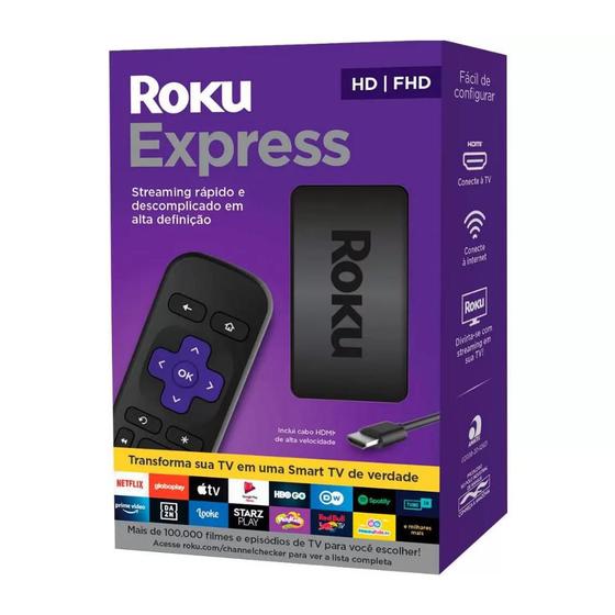 Roku Express Dispositivo Streaming Player, Full HD HDMI Conversor com