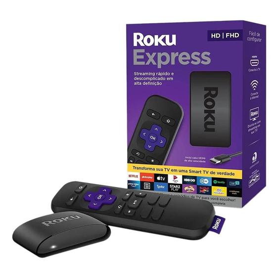 Roku Express Streaming Player Conversor Smart TV Full HD com Controle Remoto - Preto Menor preço em Roku Express Streaming Player Conversor Smart TV Full HD com Controle Remoto - Preto
