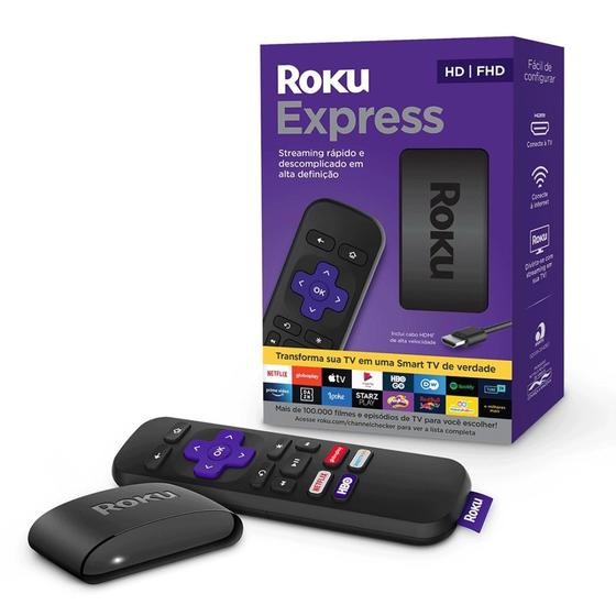 Roku Express, Streaming player Full HD, com controle remoto e cabo HDMI Preto é boa?