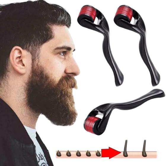 Imagem de Rolinho Auxilia Crescimento de Barba Cabelo Produção de Colágeno Kit 3 Unidades