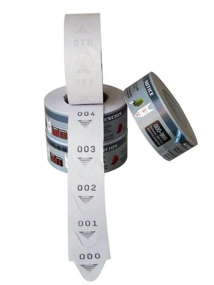 Imagem de Rolo / Bobina De Senha Atendimento Numerada 3 Dígitos Com 2000 Senhas Preta
