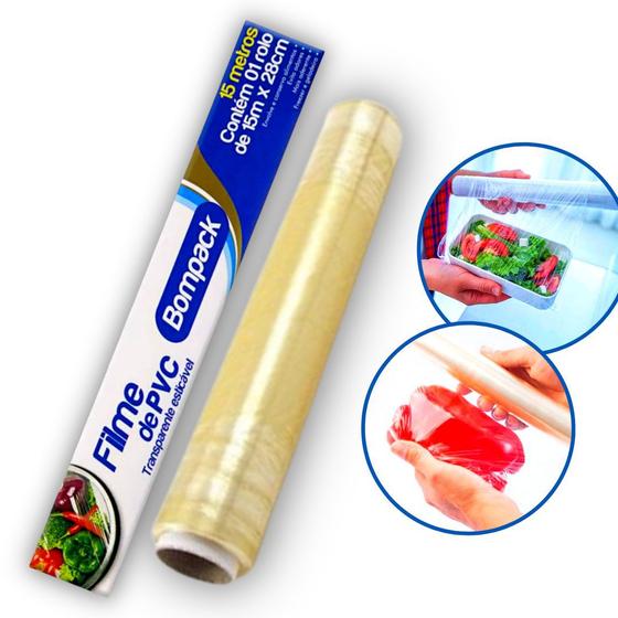Rolo Bobina Plástico Filme Transparente PVC Bompack - 28cm x 15m 28x15 - Unidade Menor preço em Rolo Bobina Plástico Filme Transparente PVC Bompack - 28cm x 15m 28x15 - Unidade