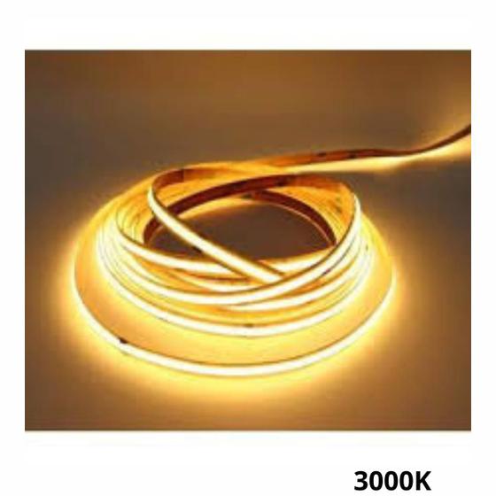 Imagem de Rolo De Fita Cob Led 3000k Luz Branco Quente 5m 12v Ip20