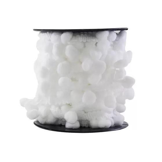 Imagem de Rolo De Fita Pompom Grelot 7Mm Branco Com 10 Metros