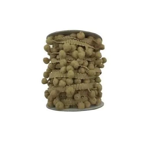 Imagem de Rolo De Fita Pompom Grelot 7Mm Marrom Claro Com 10 Metros