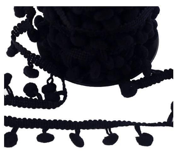Imagem de Rolo De Fita Pompom Grelot 7Mm Preto Com 10 Metros