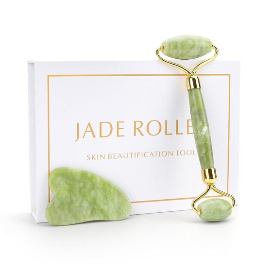 Imagem de Rolo De Jade Massageador Manual Com Placa Gua Sha Skin Care