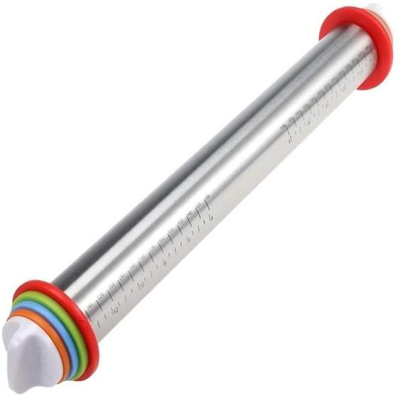 Rolo de Massa Profissional Com Discos Medidas Ajustáveis Inox Menor preço em Rolo de Massa Profissional Com Discos Medidas Ajustáveis Inox
