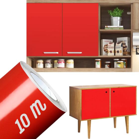 Imagem de Rolo de Papel Adesivo 10m Decorativo Envelopamento Vermelho