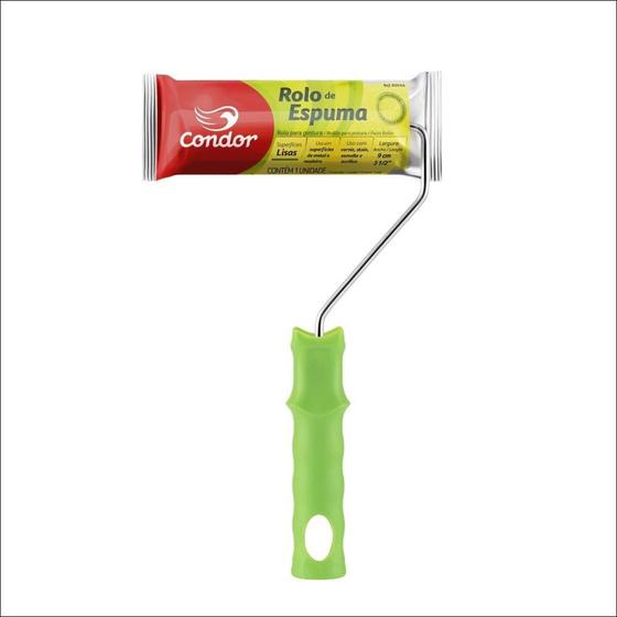 Imagem de Rolo Espuma Condor 8094A 9cm Amarela com Suporte -  Embalagem com 12 Unidades