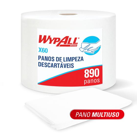 Imagem de Rolo Jumbo Roll com 890 Panos Descartáveis Wipers WypAll X60 Kimberly Clark