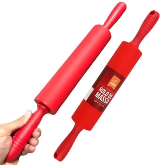 Imagem de Rolo Macarrão Pizza Massas Silicone 40Cm Vermelho