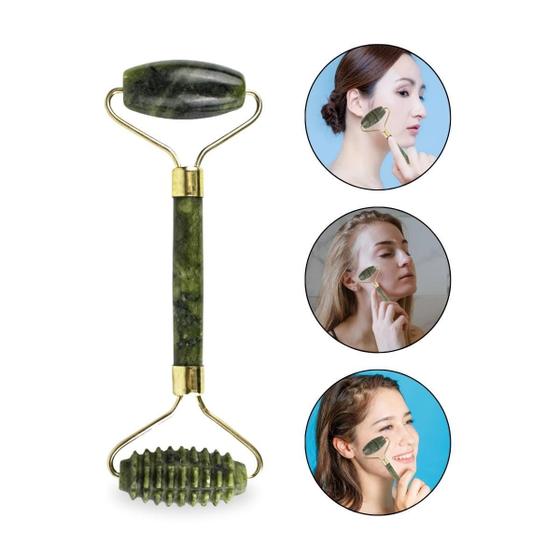 Imagem de Rolo Massageador Facial Pedra Jade Guasha Anti Ruga Skincare