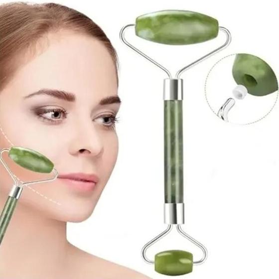 Imagem de Rolo Massageador Facial Pedra Natural De Jade Anti Rugas