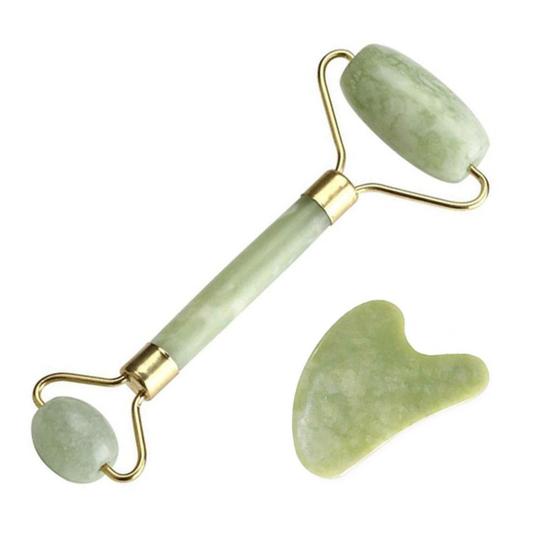 Imagem de Rolo Massageador Pedra Jade Verde + Guasha Coração Smart Gr