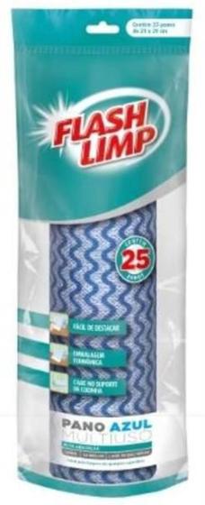 Imagem de Rolo Pano Azul Multiuso 25 peças Flashlimp