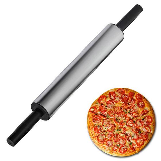 Imagem de Rolo Para Abrir Pizza Massas Profissional 28cm Cromado