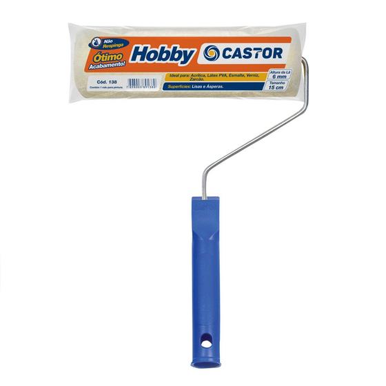 Imagem de Rolo para pintura Lã Hobby 6MMx15CM c/cabo - Castor