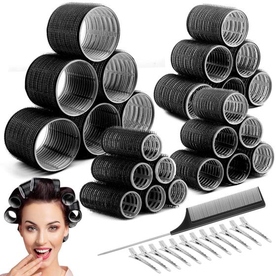 Imagem de Rolos de cabelo Cludoo Heatless, 24 unidades com 12 clipes, 4 tamanhos