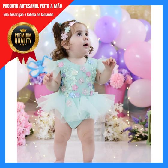 Romper Jardim encantado + Faixinha de cabelo - Body infantil Menor preço em Romper Jardim encantado + Faixinha de cabelo - Body infantil