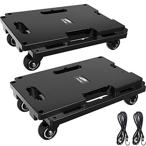 Imagem de Ronlap Móveis Dolly para Mover, Intertravamento Movendo Dollys com Rodas, Pequeno Carrinho Dolly Plano com 4 Cordas, Móveis Roller Movers com 4 Rodas Heavy Duty, 440 Lbs Capacidade Cada, 2 Pack, Preto