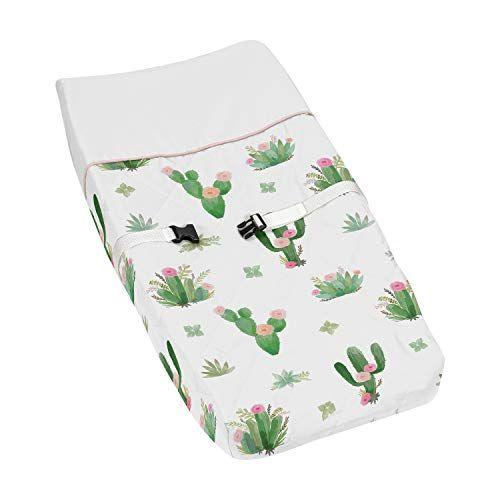 Imagem de Rosa e Verde Boho Watercolor Changing Pad Capa para Cactus Floral Coleção por Doce Jojo Designs