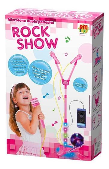 Imagem de Rosa Rock Show Microfone Duplo Pedestal Infantil - DM Toys D