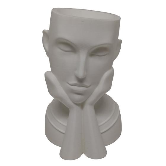 Imagem de Rosto Enfeite Decoração Impressão 3D Porta Objeto Vaso 14 cm Sala Branco