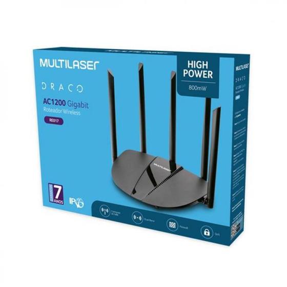 ROTEADOR GIGABIT AC1200 MBPS 5 ANTENAS DRACO High Power RE017 Menor preço em ROTEADOR GIGABIT AC1200 MBPS 5 ANTENAS DRACO High Power RE017