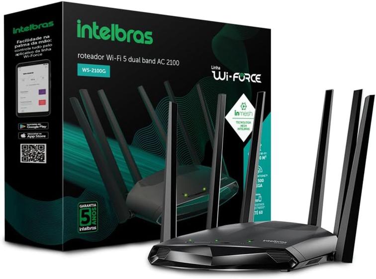 Imagem de Roteador Intelbras Wi Force W5-2100G - 2033Mbps - 6 Antenas - 500Mb - Wifi 5