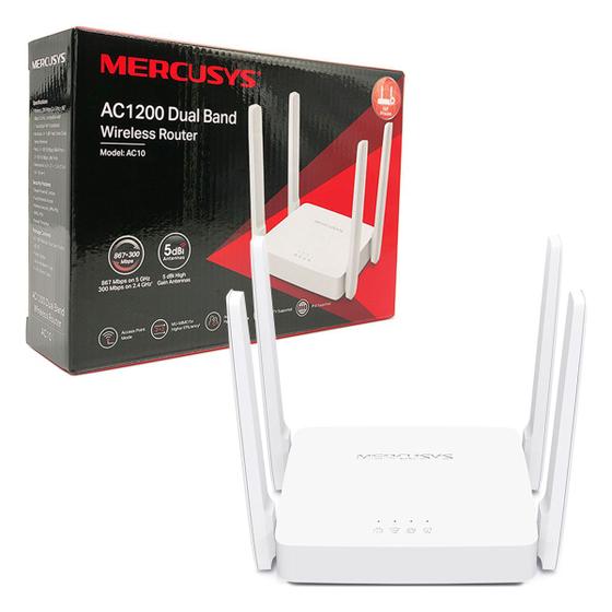 Roteador Mercusys AC10(EU), Dual Band (2.4/5GHz), AC1200, MU-MIMO, 4 Antenas Menor preço em Roteador Mercusys AC10(EU), Dual Band (2.4/5GHz), AC1200, MU-MIMO, 4 Antenas