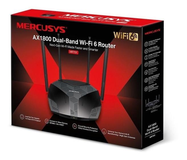 Roteador Mercusys Wifi 6 Dual Band Ax1800 Mr70x 4 Antenas Menor preço em Roteador Mercusys Wifi 6 Dual Band Ax1800 Mr70x 4 Antenas