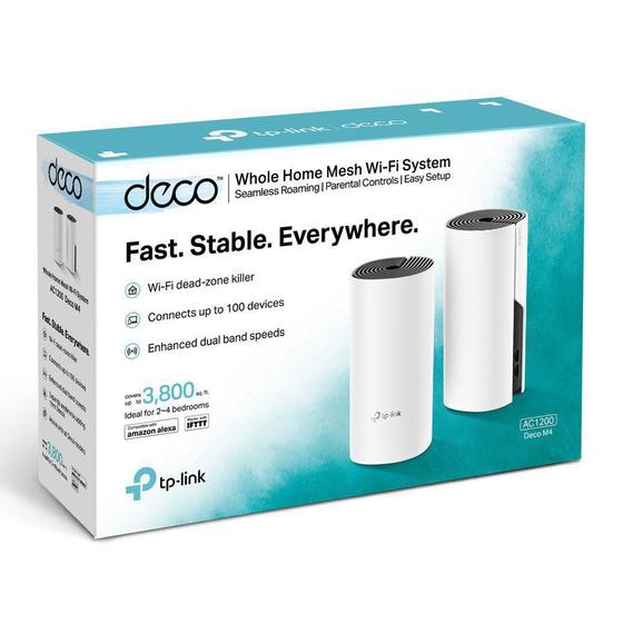 Imagem de Roteador TP-Link DECO M4 Kit C/2 Archer AC1200 Wireless GIGABIT Dual Bank 2,4/5Ghz 2 ant Internas