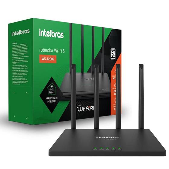 Roteador Wireless Intelbras Dual Band 2,4/5GHz Wi Force W5 1200mbps 4 Antenas - Preto Menor preço em Roteador Wireless Intelbras Dual Band 2,4/5GHz Wi Force W5 1200mbps 4 Antenas - Preto