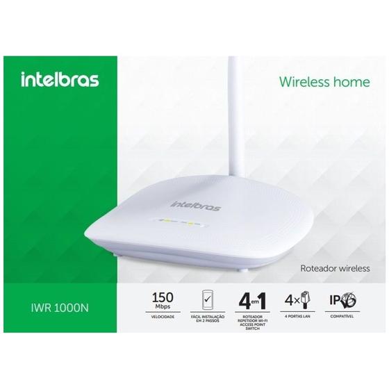 Imagem de Roteador Wireless Intelbras IWR 1000N 150mbps - 1 Antena 4 Portas