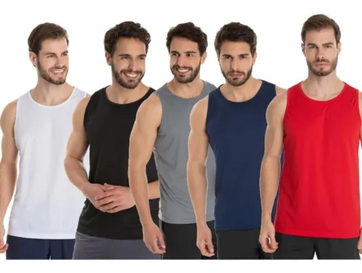 Imagem de Roupa Academia Masculina Blusa Regata Dry Fit Kit Com 10 Unidades