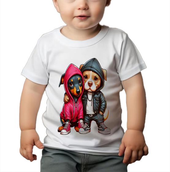 Imagem de Roupa Body Bebê Manga Comprida Estampado De Cachorrinhos